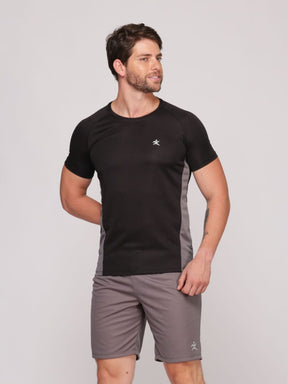 Kit 3 Camisetas Masculinas com Recorte DryFit: Absorve 70% do Suor e Não Esquenta  - Azul, Preta e Branca