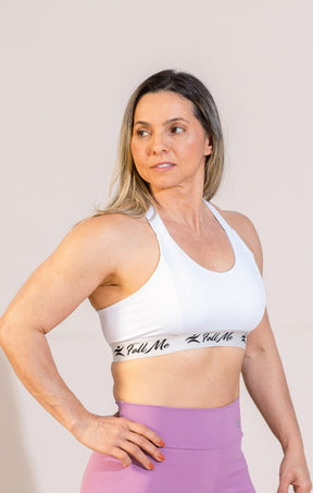 Top Fitness Academia com Alça Larga Poliamida SportFusion Branco